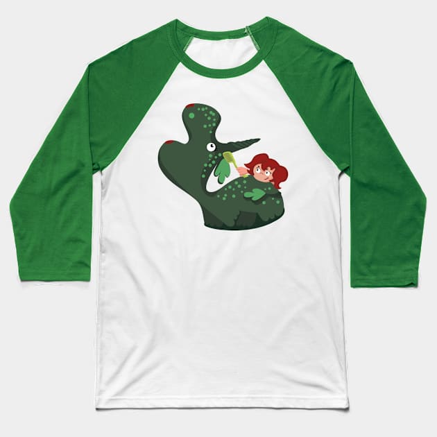 dino and girl Baseball T-Shirt by tetiana12.art